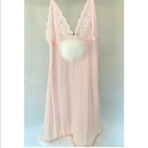 Babydoll Pink Lingerie Faux Fur Detail S/M